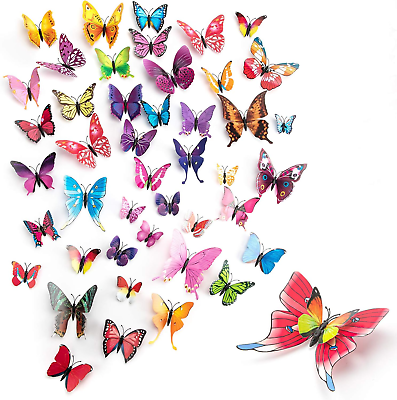 #ad 120Pcs Butterfly Wall Decor Removable 3D Butterfly Wall Decals Butterflies Dec $18.72