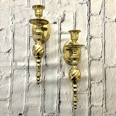 #ad 2pc Gold Wall Sconces Decor Candleholders 10” Made in India $35.00