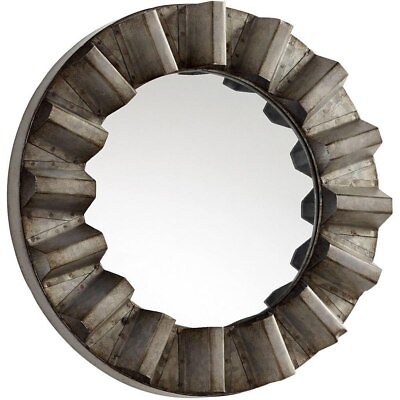 #ad #ad Rustic Round Wall Decor Mirror in Galvanized Finish with Iron Gear Frame 11.75 $94.21