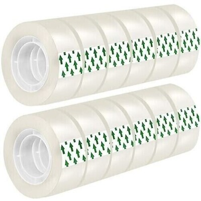 #ad 12 Rolls Transparent Tape Refills Rolls 3 4 Inch X 1000 Inch 1 Inch Core Clear $17.52