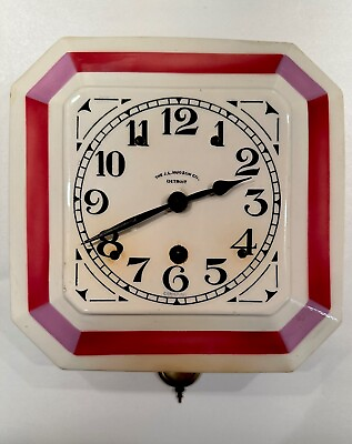 #ad Antique Art Deco Porcelain Kitchen Or Diner Wall Clock $145.00