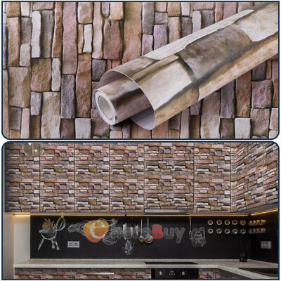 #ad 9.8ft Long 3D Brick Wall Stickers DIY Decor Adhesive Waterproof Wallpaper USA $10.19