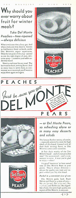 #ad 1931 DEL MONTE Peaches and Pears sliced canned fruit vintage ART PRINT AD health $9.99