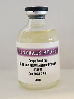 #ad 50ml Vial Filtered Grape Seed Oil NF EP USP RBDW $11.74