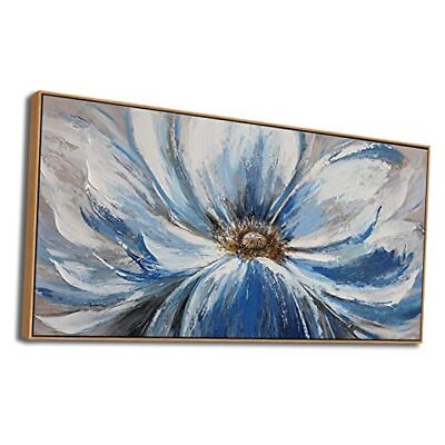 #ad Framed Wall Art for Living Room Large White 24×48IN Framed Blue Flower Wall Art $164.14
