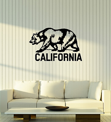 #ad Vinyl Wall Decal California Grizzly Bear Flag USA State Home Stickers ig5811 $49.99