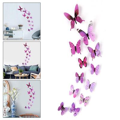 #ad 12pc 3D Luminous Butterfly MOON Sticker Art Design Decals Wall Decal Home Decor` $1.19