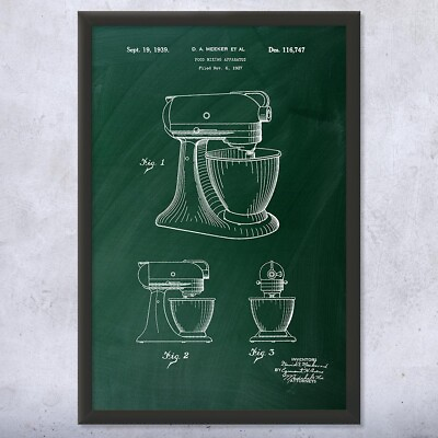 #ad #ad Framed Stand Mixer Wall Art Print Culinary Gifts Kitchen Art Mixer Blueprint $139.95