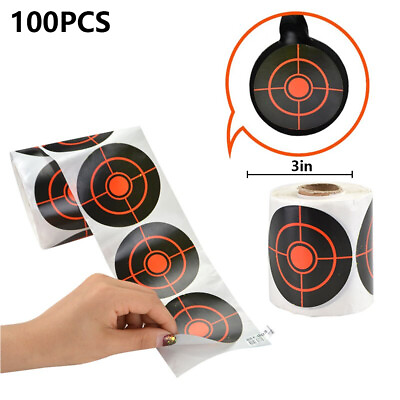 #ad 3quot; 100pcs 1Roll Self Adhesive Paper Reactive Splatter Target Shooting Stickers $7.68