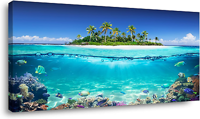 #ad Tropical Island Coral Reef Landscape Canvas Wall Art for Living RoomUnique View $83.27
