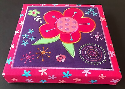 #ad Brightly colored bold graphic fabric wall art with some embroidery $21.99