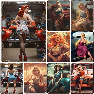 #ad Vintage Woman Metal Tin Sign Funny Art Wall Decorations For Home Man Cave Garage $16.14