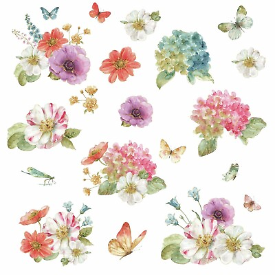 #ad GARDEN BOUQUET WATERCOLOR Flower Wall Decals Home Decor Stickers by Lisa Audit $15.99
