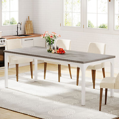 #ad #ad 71quot; Farmhouse Rectangle Dining Table Large Banquet Kitchen Table for 6 People $163.78