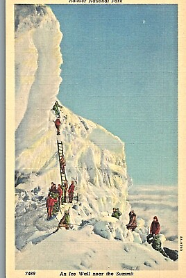 #ad VIntage Postcard 7489 An Ice Wall near the Summit Rainier National Park WA $7.99
