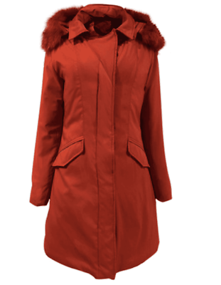 #ad FTX Long Down Alternative Puffer Jacket with Removable Hood Rust Red S $128.00