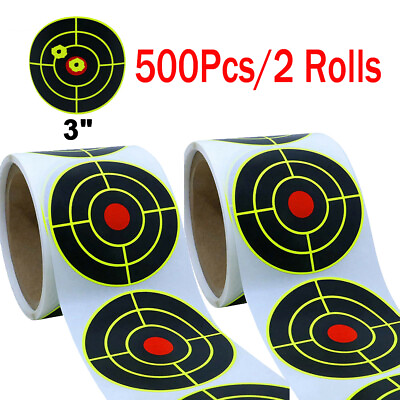 #ad 500pcs Shooting Splatter Target Stickers Roll Fluorescent Self Adhesive Paper 3quot; $22.98