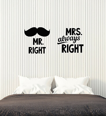 #ad Vinyl Wall Decal Mr and Mrs Bedroom Creative Idea Decoration Stickers ig5724 $61.99