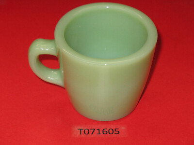 #ad 6 oz. OVEN Fire King WARE USA Jadeite coffee cup mug 1951 restaurant thick wall $35.99