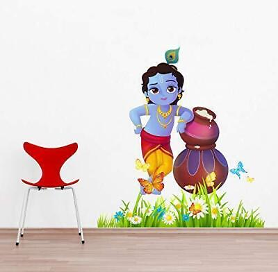 #ad Indian Traditional Lord Krishna with Leaves Sticker For Wall Decoration $12.79