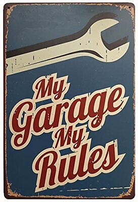 #ad My Garage My Rules Retro Vintage Decor Metal Tin Sign 12 X 8 Inches $11.41
