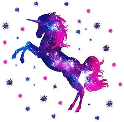 #ad Unicorn Wall Stickers for Girls Bedroom Galaxy Unicorn Wall Decal Stickers fo... $18.64