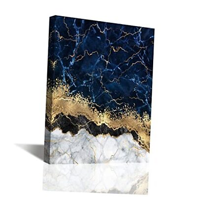 #ad Canvas Wall Art Marble Wall Art Paintings for Bathroom Living Room Navy Blue $29.85