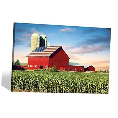 #ad Farm Canvas Wall Art Decor: Farmhouse Scenic Artwork Rustic 36quot;x24quot; Farmhouse02 $111.98