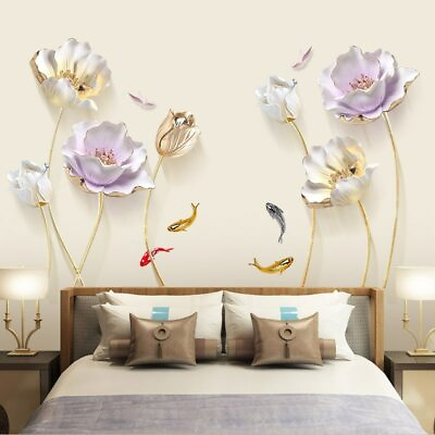 #ad #ad Huge Wall Stickers Tulips Flowers Mural Home Room Decor Aesthetic Wall decals $10.99