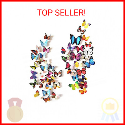 #ad 80 PCS Butterfly Wall Decals 3D Butterfly Wall Decor Stickers for Home Wall Dec $8.93