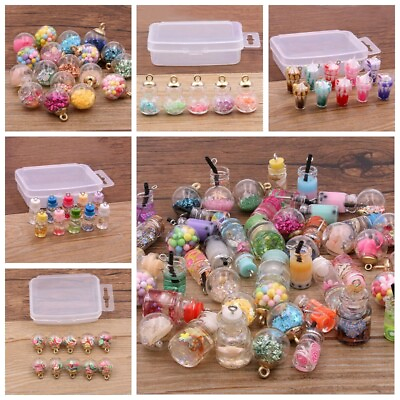 10Pcs Glass Bottles Milk Cup Ball Earring Charms Diy Pendant For Jewelry Making C $3.52