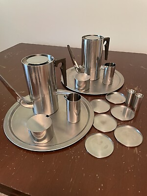 #ad Mid Century Arne Jacobsen Denmark stainless Steel coffee Set 2 Available $359.00