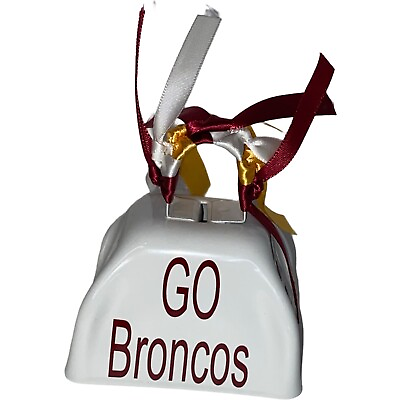 #ad Go Broncos NFL Football Team Cow Bell Fan Handmade Cheer Decor White $14.99