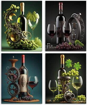 #ad #ad Wine Prints Wall Art Wine Bar Decor Set of 4 Unframed 8#x27;#x27;x10#x27;#x27; Wine Poster Mod $24.29