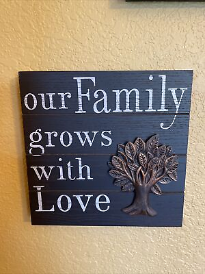 #ad Trendy Wall Art Kitchen Decor Wall Hanging Our Family Grows With Love Plaque $12.99