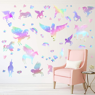 #ad Unicorn Peel and Stick Wall Decal Giant Glitter Unicorn Wall Sticker Kids Room N $16.65