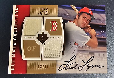 #ad Fred Lynn 2008 Ultimate Collection Dual Relic On Card AUTO #UM FL 13 15 REDSOX $49.99