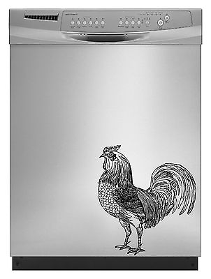 #ad Rooster Detailed Kitchen Decal Sticker Refrigerator Dorm Fridge Retro Freezer $17.52