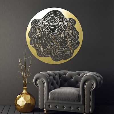 #ad golden abstract round large metal wall decorminimalist metal wall hanging $169.00