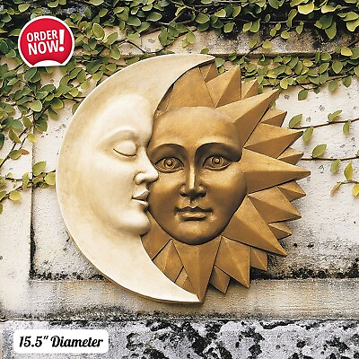 #ad Celestial Sun amp; Moon Outdoor Wall Art Sculpture Plaque Home Patio Decor Gift $128.43