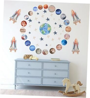 #ad Space Way Wall Stickers Planets Wall Decal Nursery Peel and Stick Removable $14.45