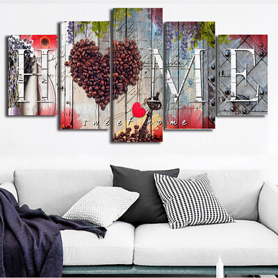 #ad 5Pcs Love Heart Home Canvas Wall Painting Picture Living Room Bedroom Decor k $12.34