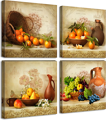 #ad Kitchen Wall Decor Canvas Art for Dining Room Vintage Theme Fruit Pictures Farmh $42.40