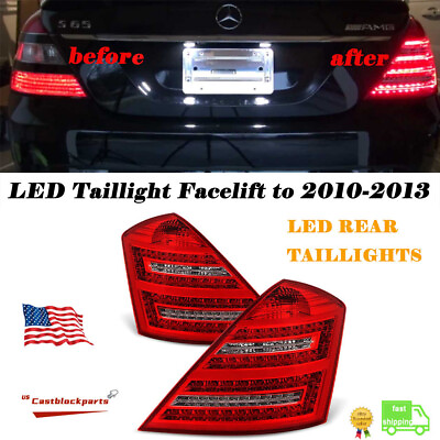 #ad For 07 09 Mercedes S Class W221 S550 S63 Upgrade Taillights Red LED 2010 13 Look $215.01