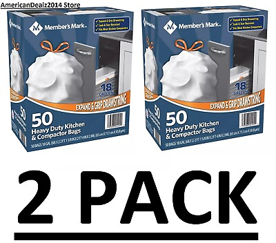 #ad 2 PACK Heavy Duty Kitchen and Compactor Bags 18 gallon 50 ct TOTAL 100 ct. $32.90
