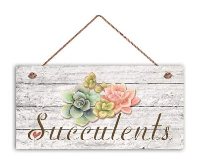 #ad Succulents Sign Garden Sign Rustic Decor Plant on Distressed Wood Design 5quot; x... $20.25