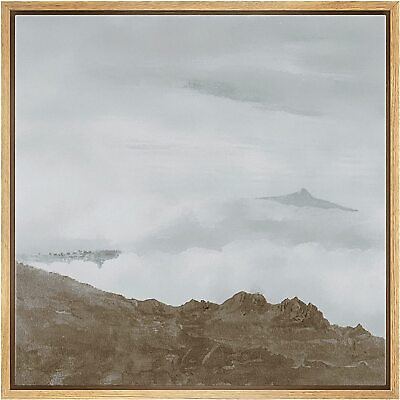 #ad Cloudy Rocky Mountain Landscape Wall Art Framed Canvas Print Vintage Decor $60.49