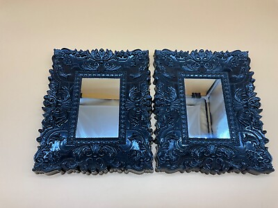 #ad #ad Wall Decor Set of 2 Better Home and Garden Wall Mirrors Black Plastic 8quot;x10quot; $13.47