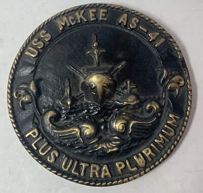 #ad USS McKee AS 41 Wall Plaque Plus Ultra Plurimum US Military Vintage $65.00