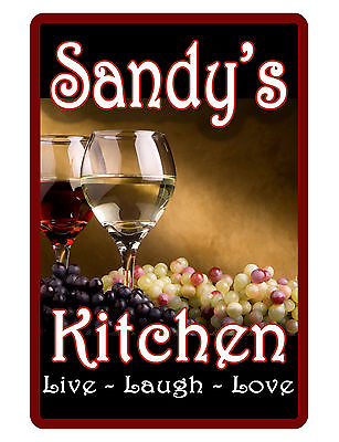 #ad Personalized Kitchen Sign Printed with YOUR NAME Wine design FULL COLOR GLOSS325 $13.95